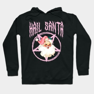 Hail Santa Retro Cute Santa Claus Pink Goth Christmas Hoodie